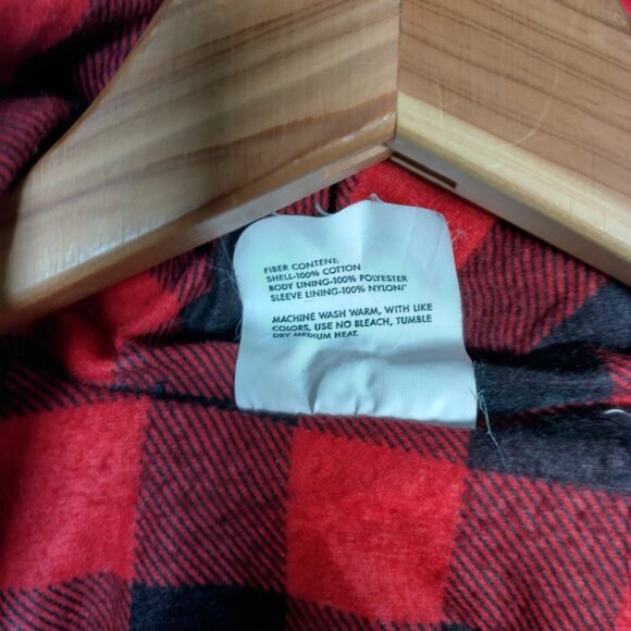 Vintage Walls Workwear Jacket S Blue Jean Denim Flannel Red Buffalo Plaid Lined - Picture 5 of 16